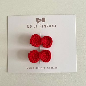 Dupla Clips de Laço de Crochê - Vermelho
