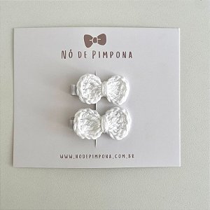 Dupla Clips de Laço de Crochê - Branco