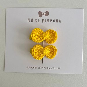 Dupla Clips de Laço de Crochê - Amarelo