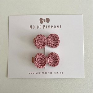 Dupla Clips de Laço de Crochê - Rose