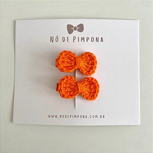 Dupla Clips de Laço de Crochê - Laranja