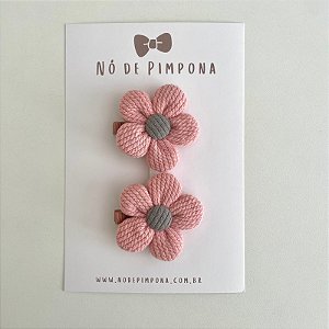 Dupla de Clipes Flor em Algodão - Rose