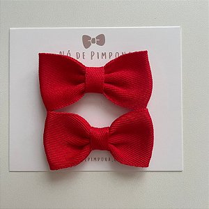 Dupla de Laços Liso Jeans- Vermelho