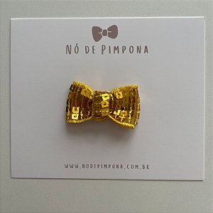 Laço Mini de Paetê - Dourado