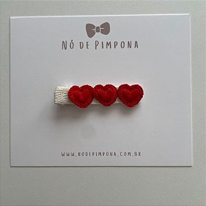 Presilha de Tecido Corações - Vermelho