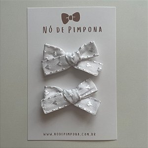 Dupla de Laço de Coração Delicado - Branco