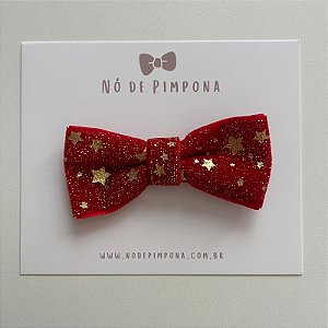 Laço de Veludo Estrela - Vermelho