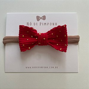 Faixa de Bebê Laço Algodão- Vermelho e Dourado