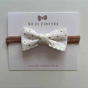 Faixa de Bebê Laço Algodão - Branco e Dourado