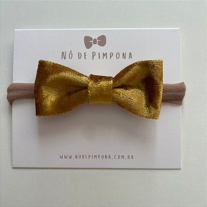 Faixa de Veludo Para Bebê - Dourado