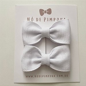 Dupla de Laços Liso Jeans- Branco