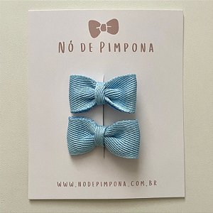 Dupla de Mini Laços Liso Jeans - Azul