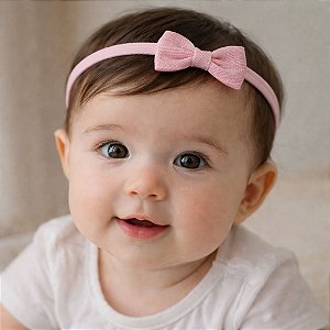 Faixa Mini Para Bebê Jeans - Rosa Bebê