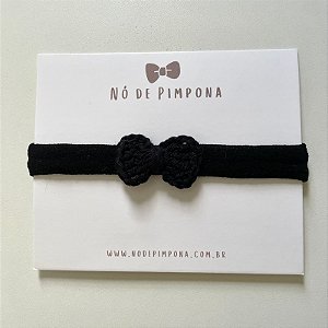 Faixa de Bebê Laço Crochê - Preto