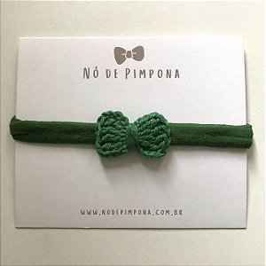 Faixa de Bebê Laço Crochê - Verde Bandeira