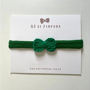 Faixa de Bebê Laço Crochê - Verde Bandeira