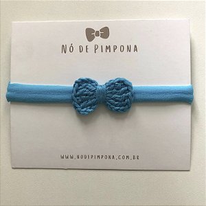 Faixa de Bebê Laço Crochê - Azul Tiffany