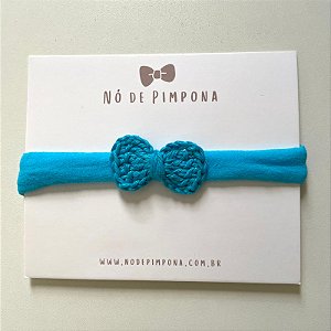 Faixa de Bebê Laço Crochê - Azul Tiffany