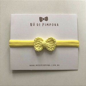 Faixa de Bebê Laço Crochê - Amarelo