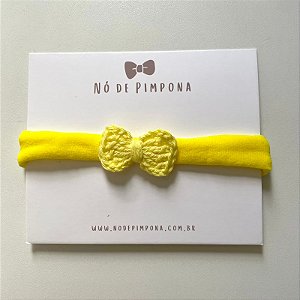 Faixa de Bebê Laço Crochê - Amarelo