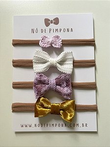 Kit Faixa de Bebê Laços - Lilás Floral