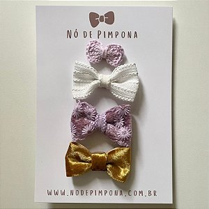 Kit Laços de Bebê - Lilás Floral