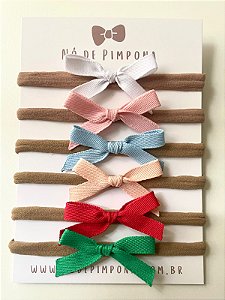 Kit Faixa de Bebê Laços Jeans Coloridos - Coleção Bambolê
