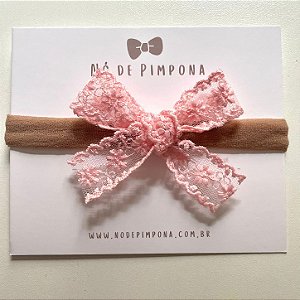 Faixa de Bebê Mini Renda - Rosa