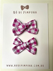 Dupla de Laços de Tecido Xadrez Rosa P ou M (Coleção Junina)