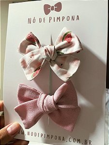Kit de Laços de Linho Rosa e 100% Algodão Melância - (P ou M)