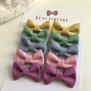 Kit Dupla Laço de Bebê Linho - 5 cores