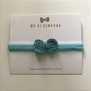 Faixa de Bebê Laço Crochê - Verde Tiffany