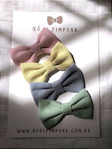 Kit de Laços de Linho G- Rosa, Amarelo, Azul e Verde