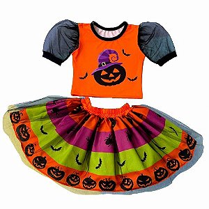 FANTASIA ABOBORA SAIA E CAMISETA LISTRADA A22