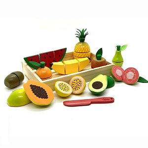 COLECAO COMIDINHA KIT 01 11 FRUTAS COM CORTE E FACA