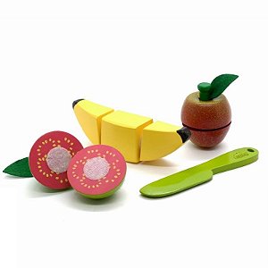 KIT FRUTAS COM CORTE BANANA GOIABA E MACA