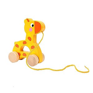 ANIMAL DE MADEIRA GIRAFA DE PUXAR