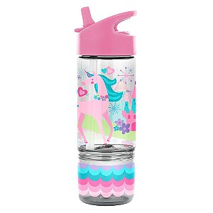 GARRAFINHA FLIP COM PORTA LANCHE UNICORNIO