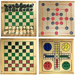 JOGO 4 EM 1 XADREZ DAMA TRILHA LUDO