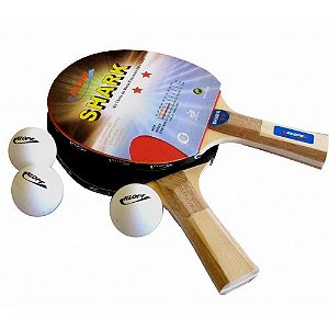 KIT 2 RAQUETE DE MADEIRA COM 3 BOLAS
