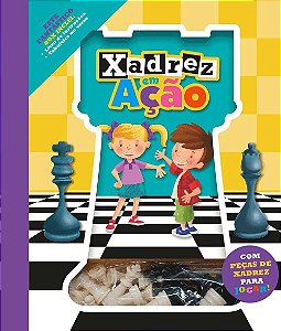 XADREZ EM ACAO LIVRO COM TABULEIRO E PECAS