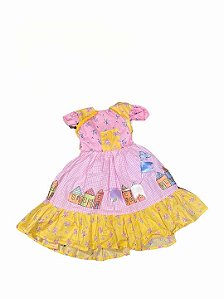 VESTIDO JUNINO CIDADE ROSA AMARELO A24