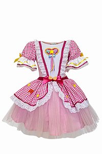 VESTIDO JUNINO XADREZ ROSA A24