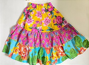 SAIA JUNINO CHITA AZUL ROSA E AMARELO A25