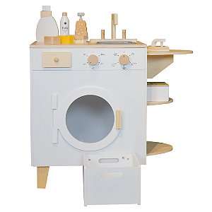 MAQUINA DE LAVAR EM MADEIRA COM ACESSORIOS