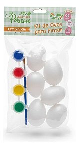 KIT 6 OVINHOS 1 PINCEL 4 POTINHOS DE TINTA PASCOA