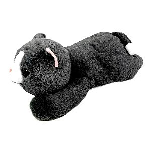 BRINQUEDO GATO DE TECIDO DEITADO 50CM: PRETO