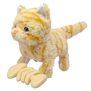 BRINQUEDO GATO DE TECIDO MECANIZADA BIEL: AMARELO