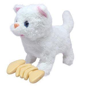 BRINQUEDO GATO DE TECIDO MECANIZADA TATI: BRANCO