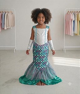 FANTASIA VESTIDO SEREIA AZUL COM LUVA